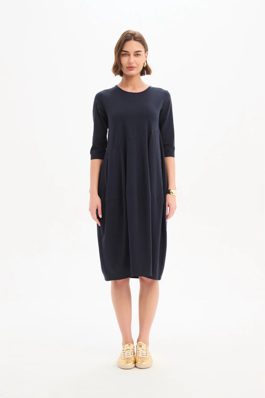 Diagonal Seam Winter Jersey Dress