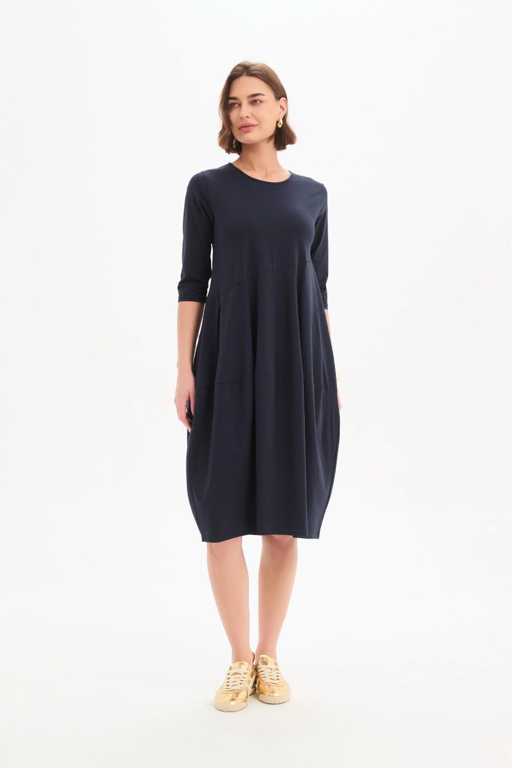 Diagonal Seam Winter Jersey Dress