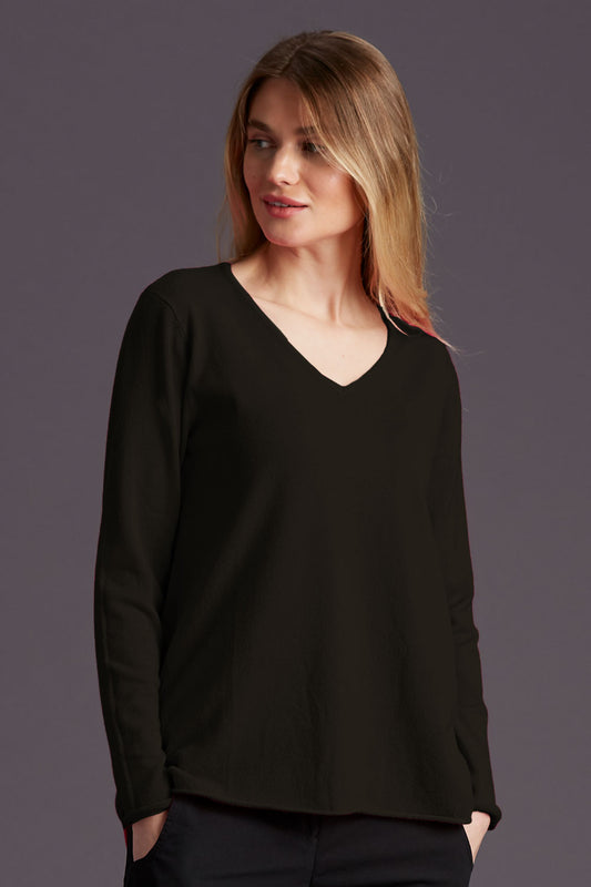 Yellow Label Basic V Neck Sweater Black Black