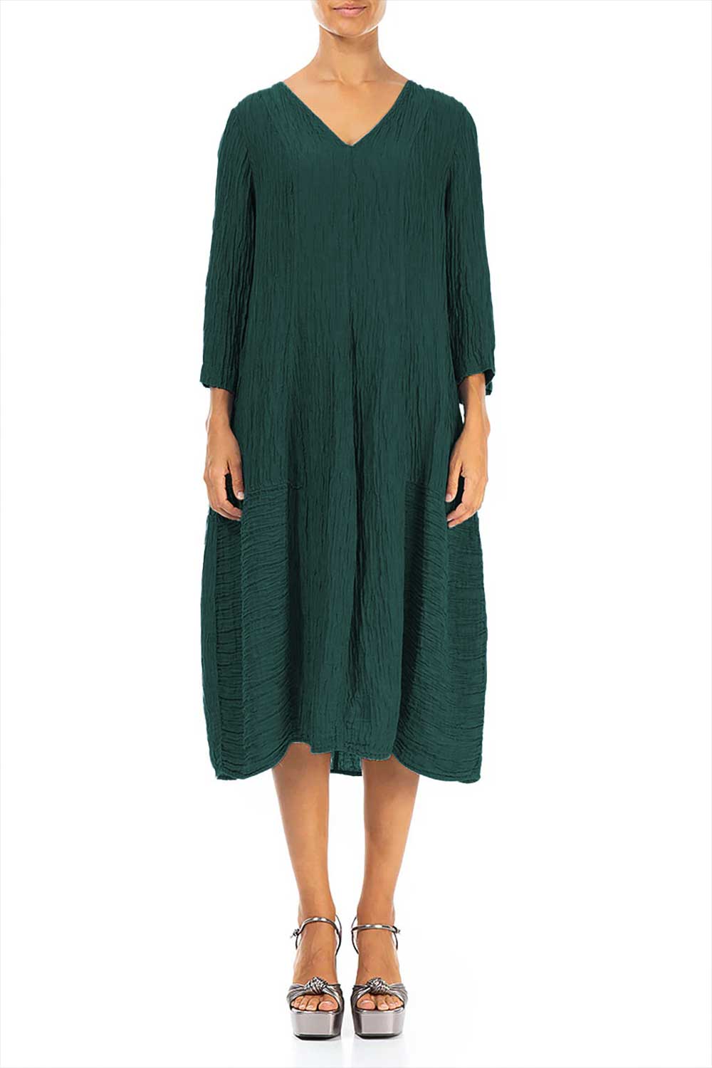V-Neck Crinkled Silk 91289/7 Dress