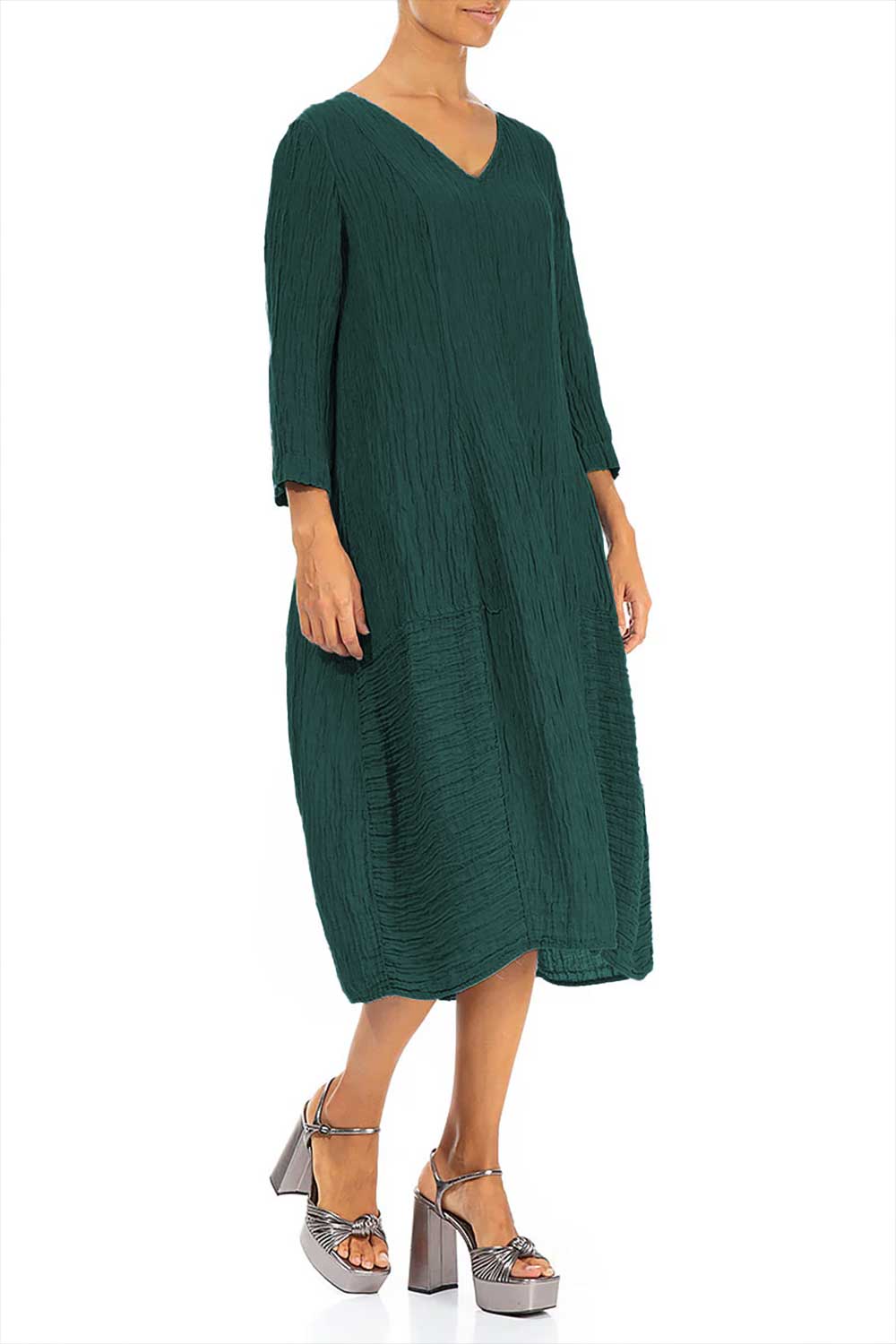 V-Neck Crinkled Silk 91289/7 Dress