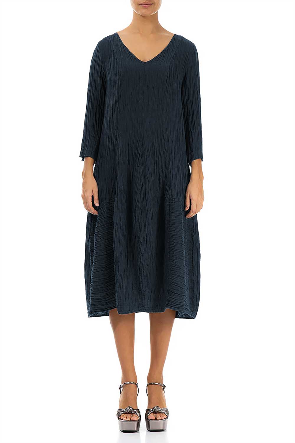 V-Neck Crinkled Silk 91289/7 Dress