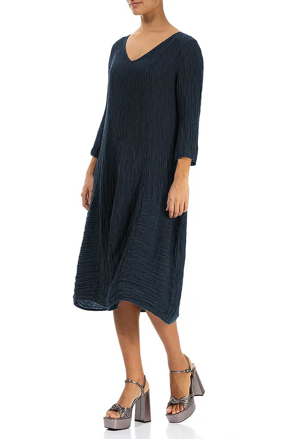 V-Neck Crinkled Silk 91289/7 Dress