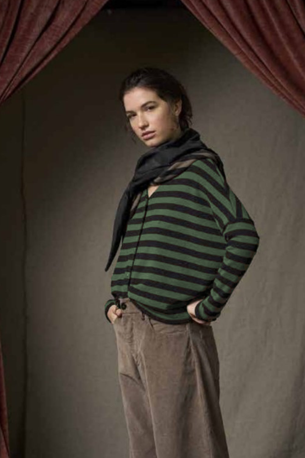 V-Neck Stripe Cardigan
