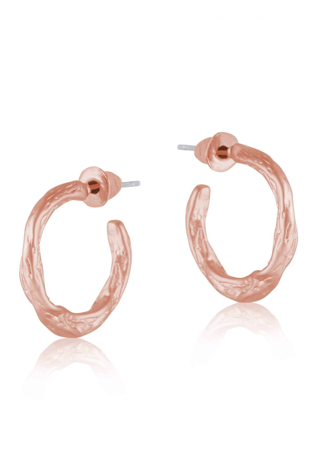 Big Metal Jewellery Valeria Branch Hoop Earrings Rose Gold