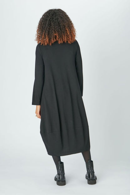 Sahara Fluid Crepe Bubble Dress Black Black