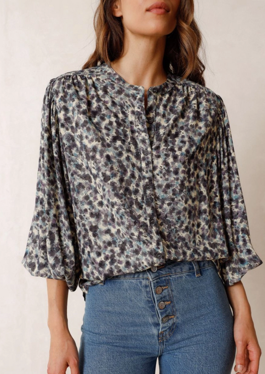 Indi & Cold Tessa Balloon Sleeve Shirt Vanilla