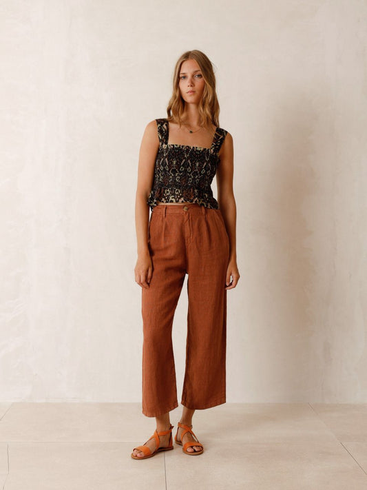 Indi & Cold Everyday Linen Trousers Canela