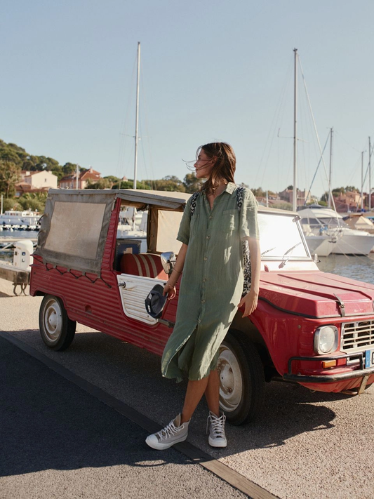 Indi & Cold Basilico Linen Dress Basilico