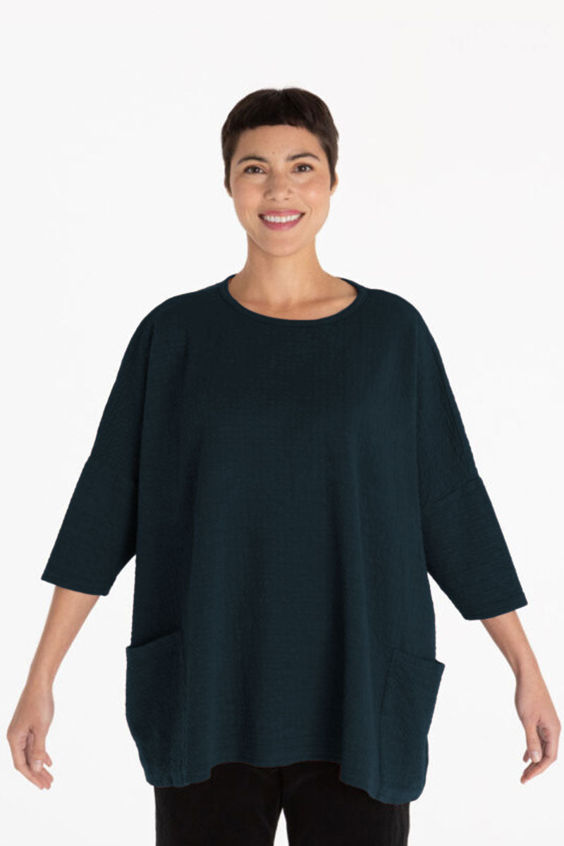 Cut Loose Pucker Double Cloth Pullover Inkjet Blue
