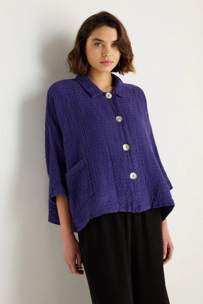 Boxy Waffle Linen Jacket