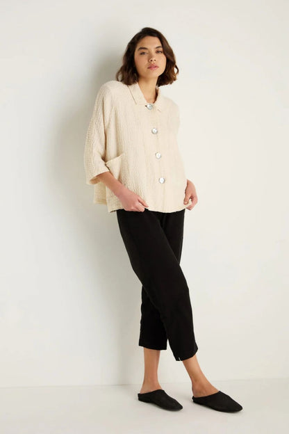 Boxy Waffle Linen Jacket