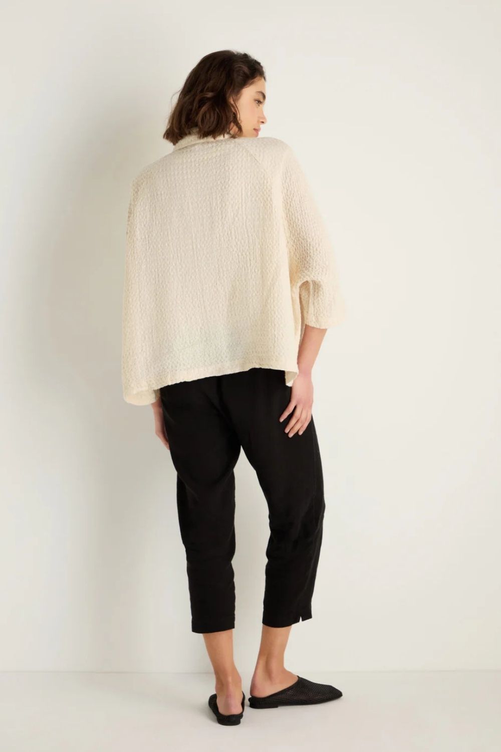 Boxy Waffle Linen Jacket