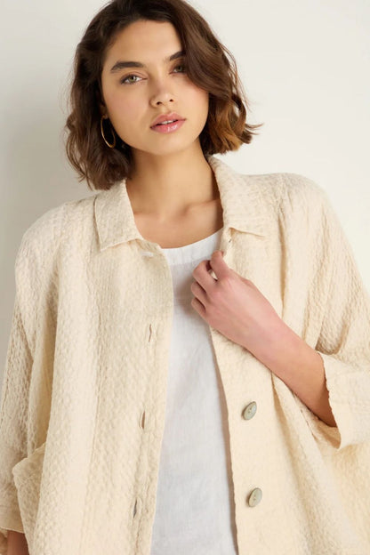 Boxy Waffle Linen Jacket