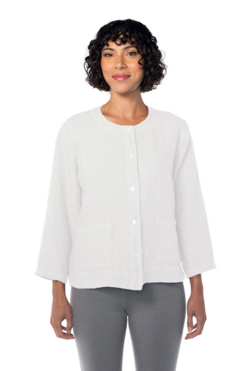 Cut Loose Cropped Linen Jacket White White