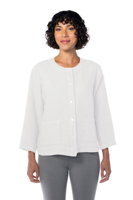 Cut Loose Cropped Linen Jacket White White
