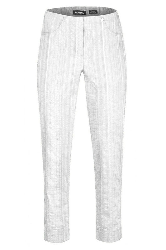 Robell Bella 09 68cm Trousers White Seersucker White