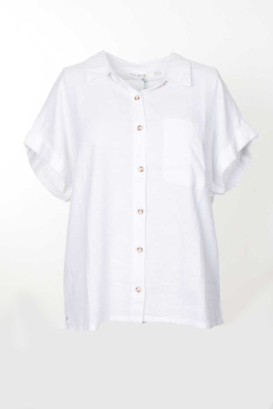 Lily and Me Sky Shirt Linen Blend White