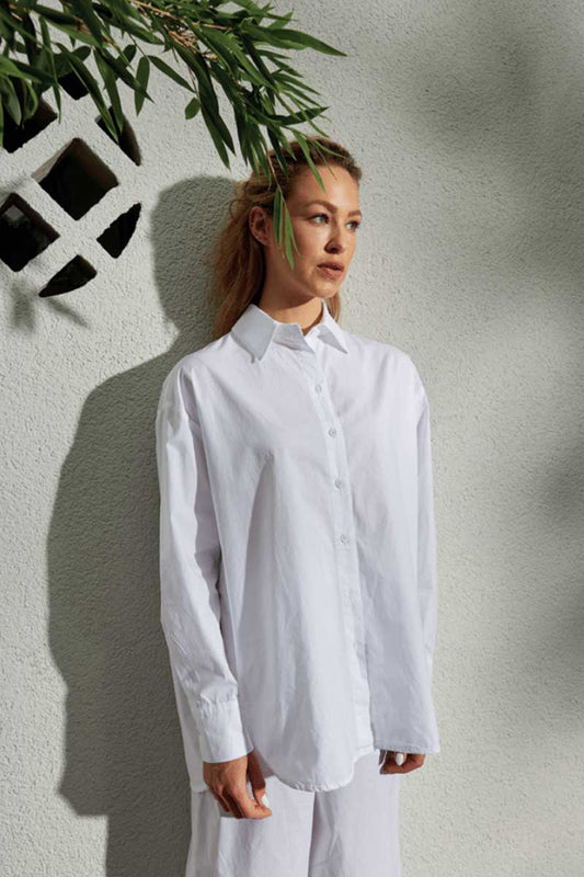 Yellow Label Oversized Cotton Shirt White