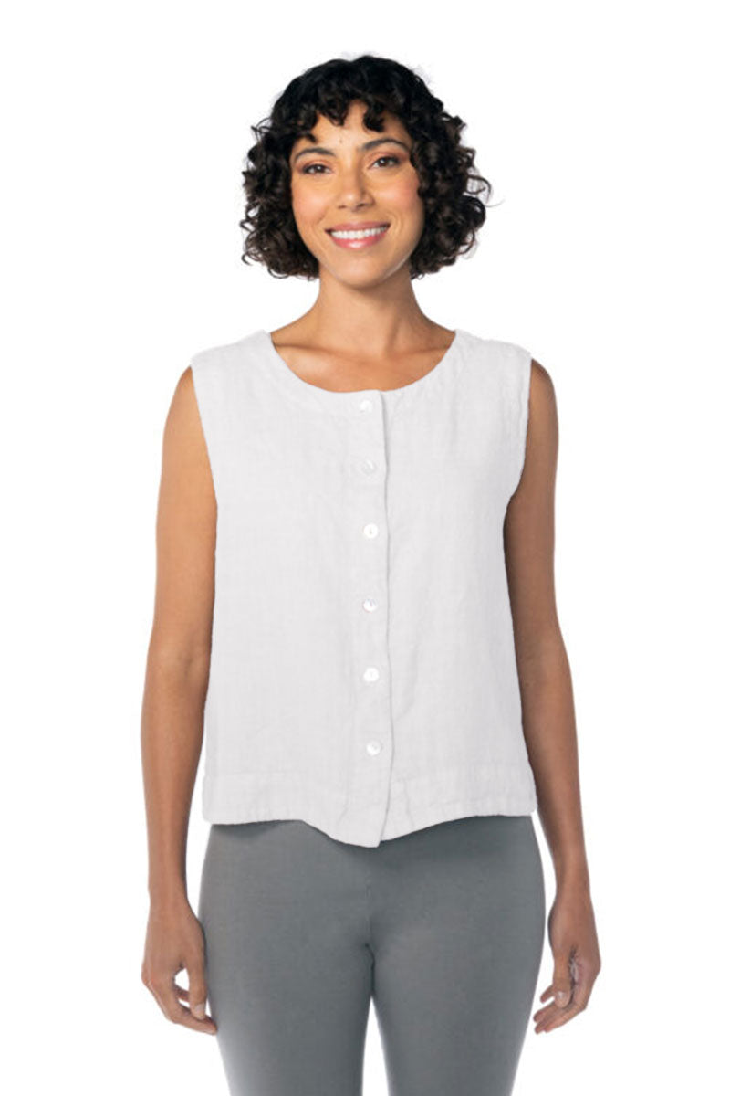 Cut Loose Solid Linen Vest White White