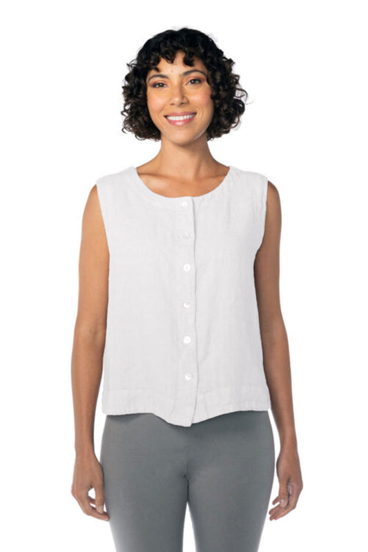 Cut Loose Solid Linen Vest White White