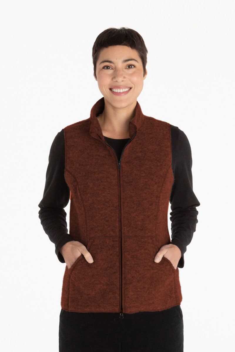 Cut Loose Boiled Wool Zip Front Vest Barnwood Brown