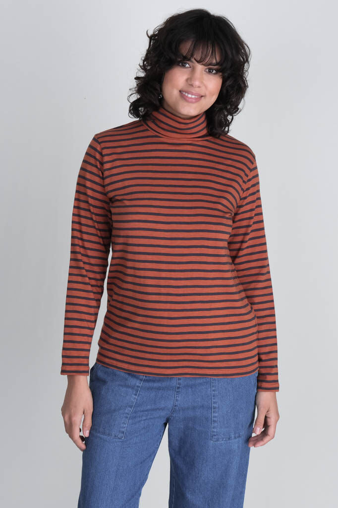 Bibico Classic Sailor Turtle Neck Top Ginger Orange