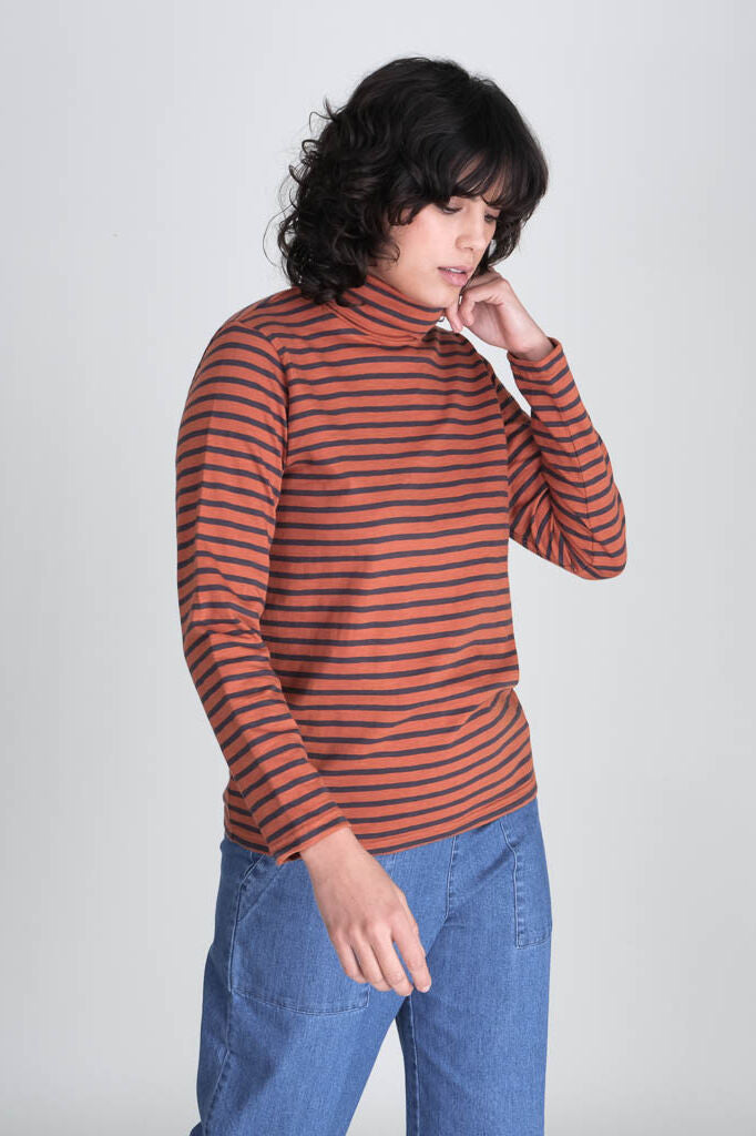 Bibico Classic Sailor Turtle Neck Top Ginger Orange