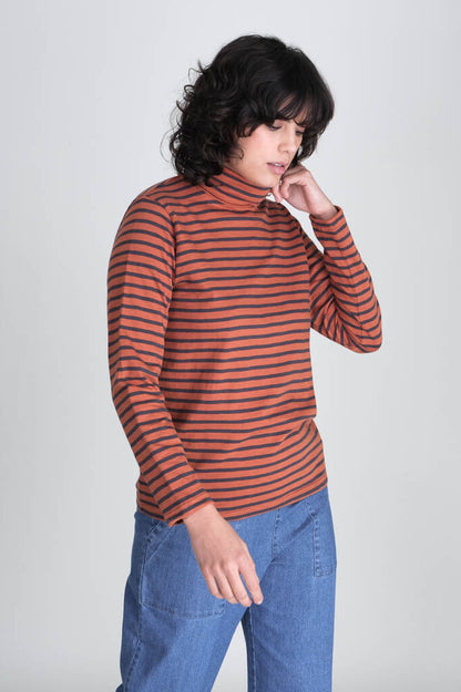 Bibico Classic Sailor Turtle Neck Top Ginger Orange