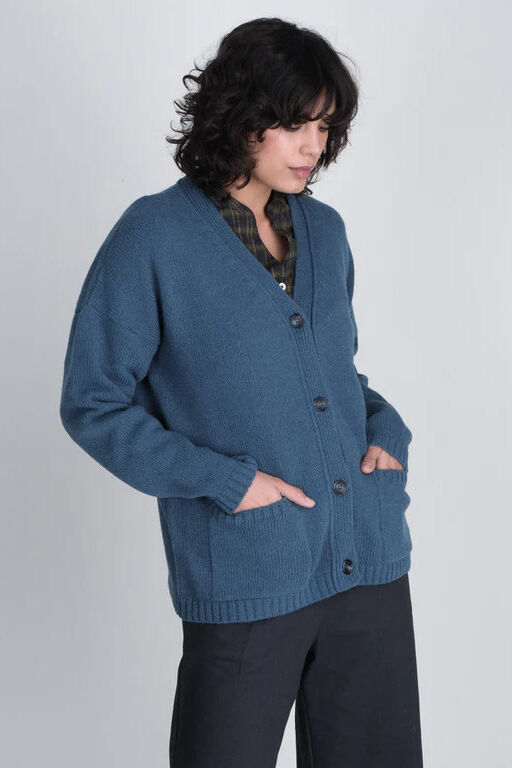 Bibico Kora Oversized Wool Cardigan Peacock Blue