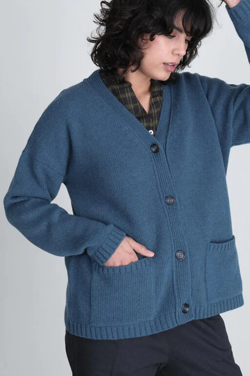 Bibico Kora Oversized Wool Cardigan Peacock Blue