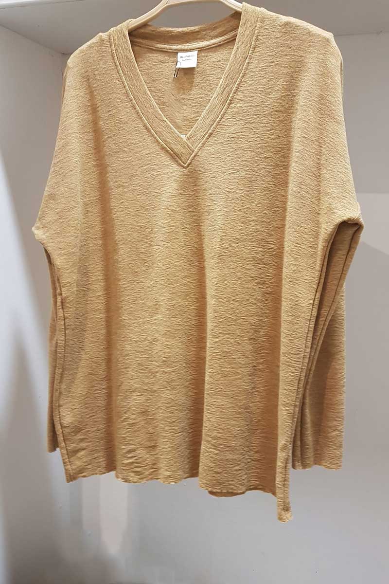 By Basics Blusbar Loose Shirt With Panelled Neck Grain