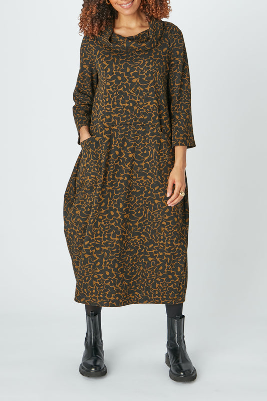 Sahara Jacquard Flower Jersey Dress Black